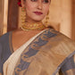 Contemporary Silk Cream Weaving Saree