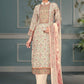 Pant Style Suit Muslin Cream Floral Patch Salwar Kameez