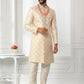 Sherwani Art Silk Cream Machine Embroidery Mens