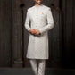 Sherwani Art Silk Cream Machine Embroidery Mens