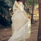 Contemporary Organza Cream Woven Saree