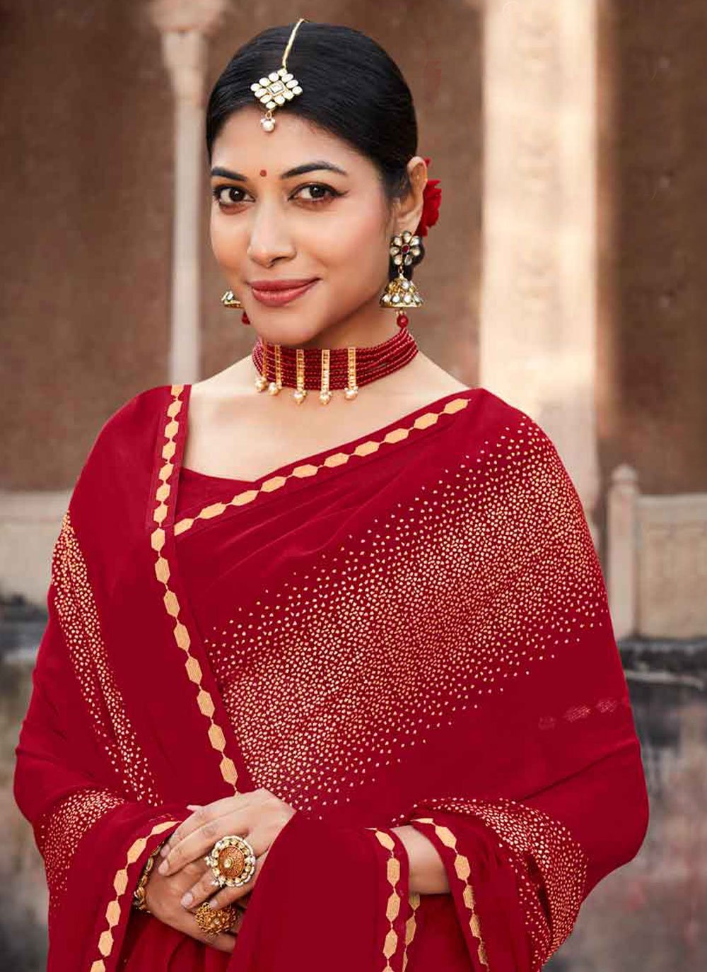 Trendy Saree Crepe Silk Maroon Fancy Work Saree