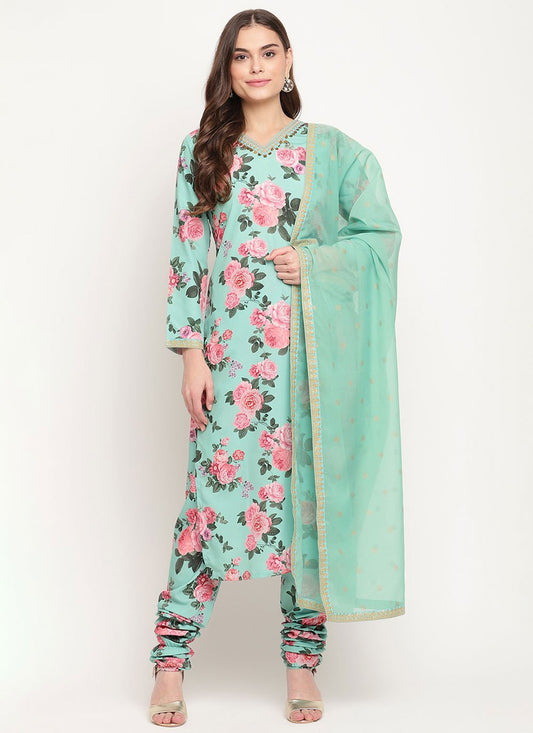 Churidar Suit Crepe Silk Multi Colour Print Salwar Kameez