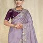 Classic Crepe Silk Lavender Embroidered Saree