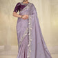Classic Crepe Silk Lavender Embroidered Saree