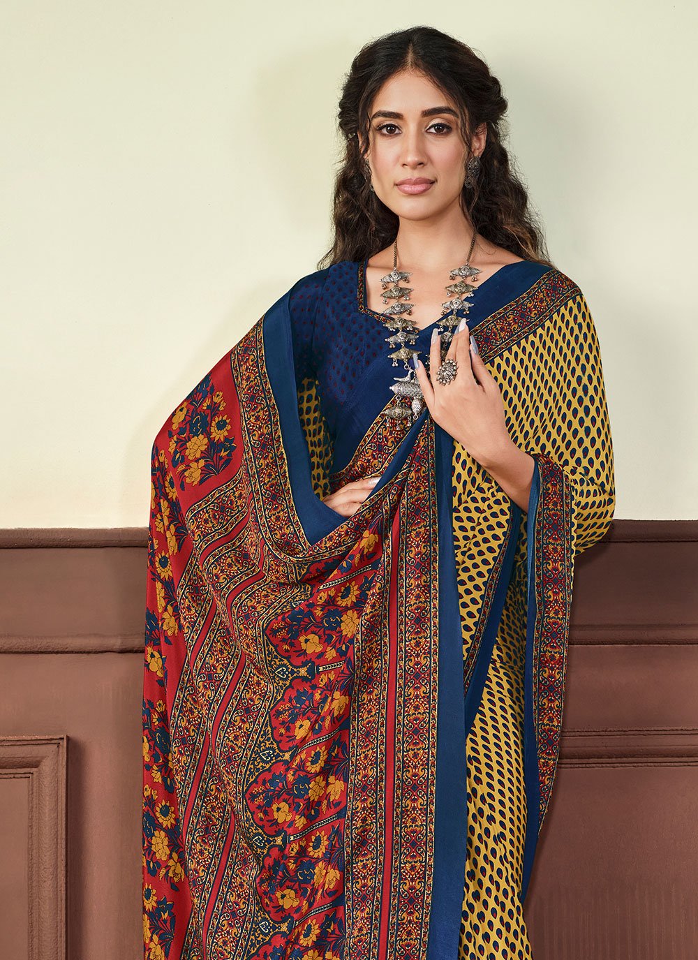 Contemporary Crepe Silk Multi Colour Print Saree