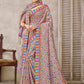 Designer Crepe Silk Cream Digital Print Saree