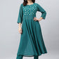 Anarkali Suit Crepe Silk Teal Foil Print Salwar Kameez