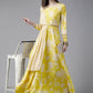 Floor Length Kurti Crepe Silk Yellow Digital Print Kurtis