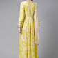 Floor Length Kurti Crepe Silk Yellow Digital Print Kurtis