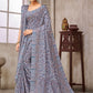 Designer Crepe Silk Grey Digital Print Saree