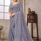 Designer Crepe Silk Grey Digital Print Saree