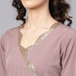 Floor Lenght Salwar Suit Crepe Silk Mauve Lace Gown