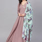 Floor Lenght Salwar Suit Crepe Silk Mauve Lace Gown