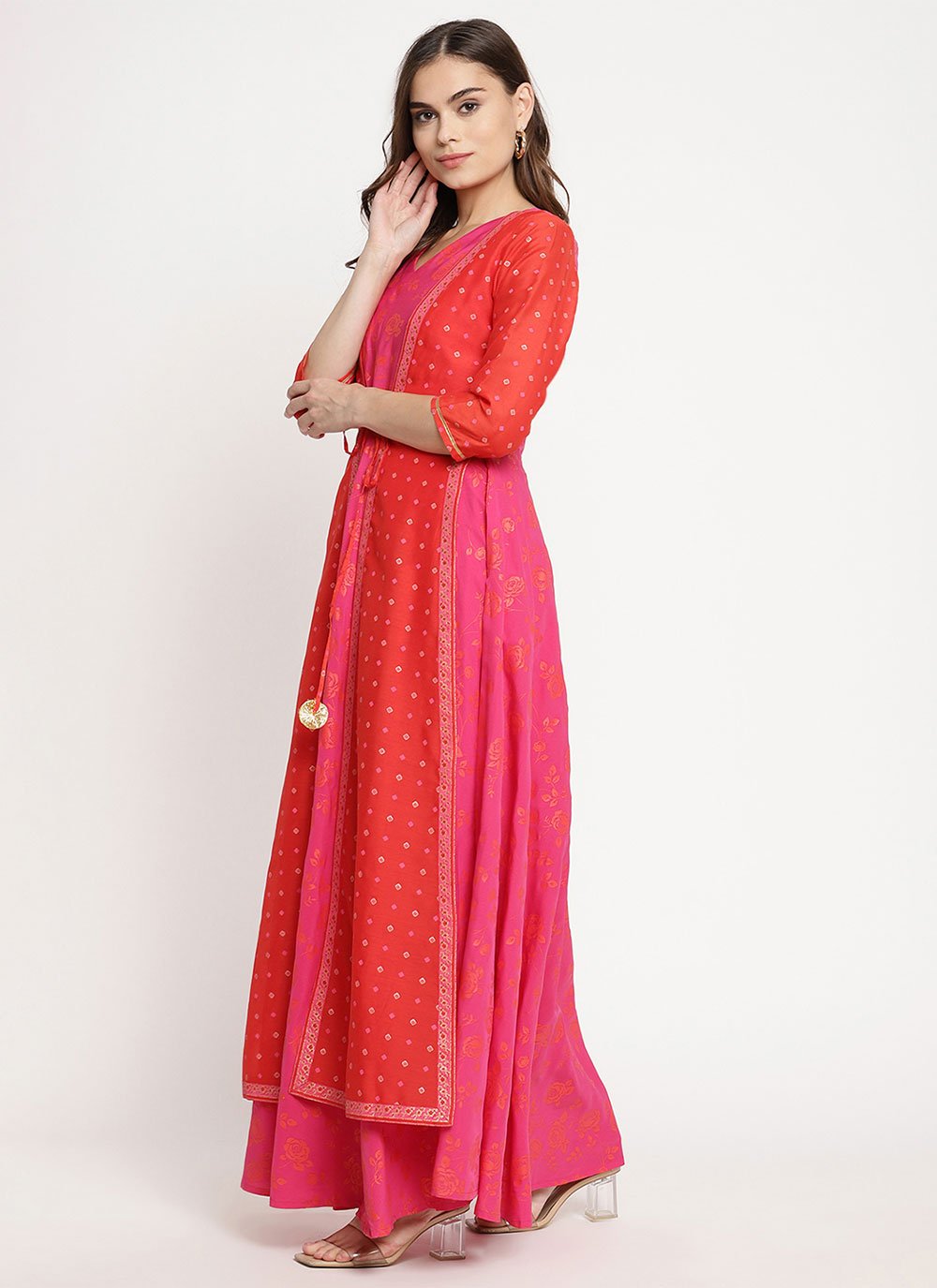 Floor Length Kurti Crepe Silk Multi Colour Print Kurtis