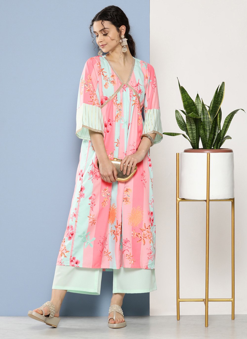 Designer Kurti Crepe Silk Multi Colour Print Kurtis