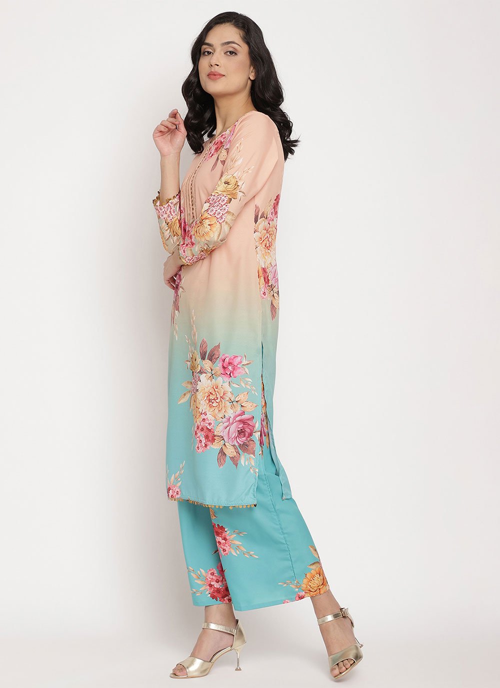 Salwar Suit Crepe Silk Multi Colour Print Salwar Kameez