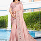 Contemporary Crepe Silk Peach Embroidered Saree