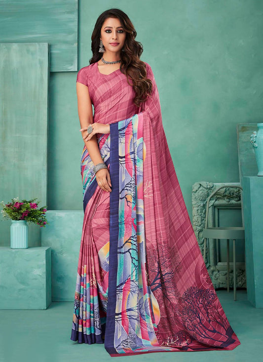 Contemporary Crepe Silk Multi Colour Print Saree