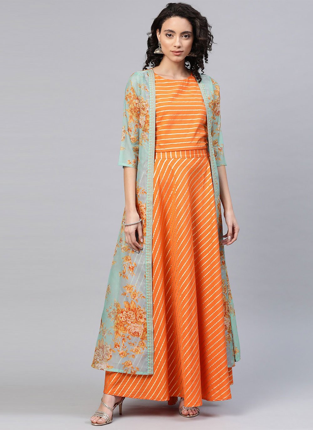 Designer Kurti Crepe Silk Orange Print Kurtis