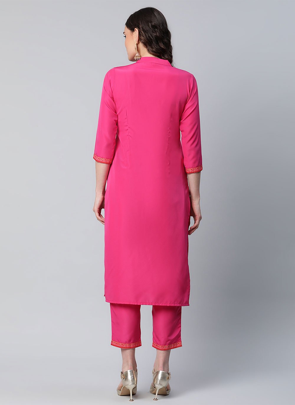 Casual Kurti Crepe Silk Fuchsia Print Kurtis