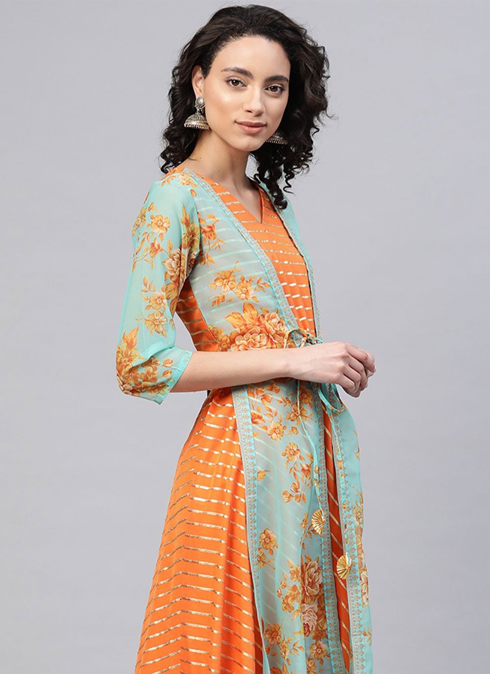 Floor Length Kurti Crepe Silk Multi Colour Print Kurtis