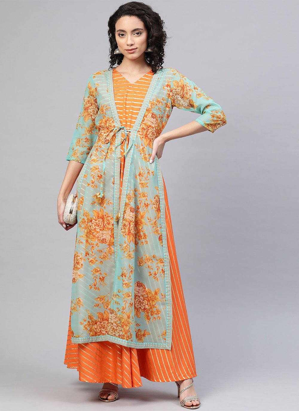 Floor Length Kurti Crepe Silk Multi Colour Print Kurtis