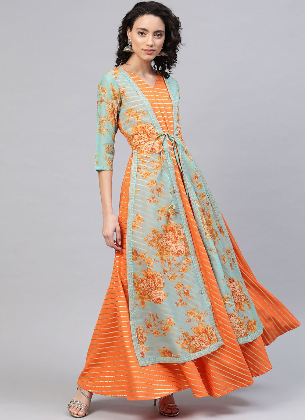 Floor Length Kurti Crepe Silk Multi Colour Print Kurtis