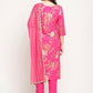 Salwar Suit Crepe Silk Fuchsia Print Salwar Kameez