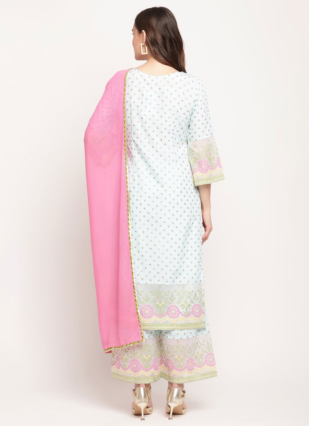 Salwar Suit Crepe Silk Aqua Blue Print Salwar Kameez