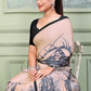 Classic Crepe Silk Peach Print Saree