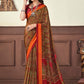 Classic Crepe Silk Brown Print Saree