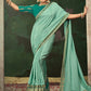 Classic Crepe Silk Sea Green Embroidered Saree