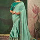 Classic Crepe Silk Sea Green Embroidered Saree