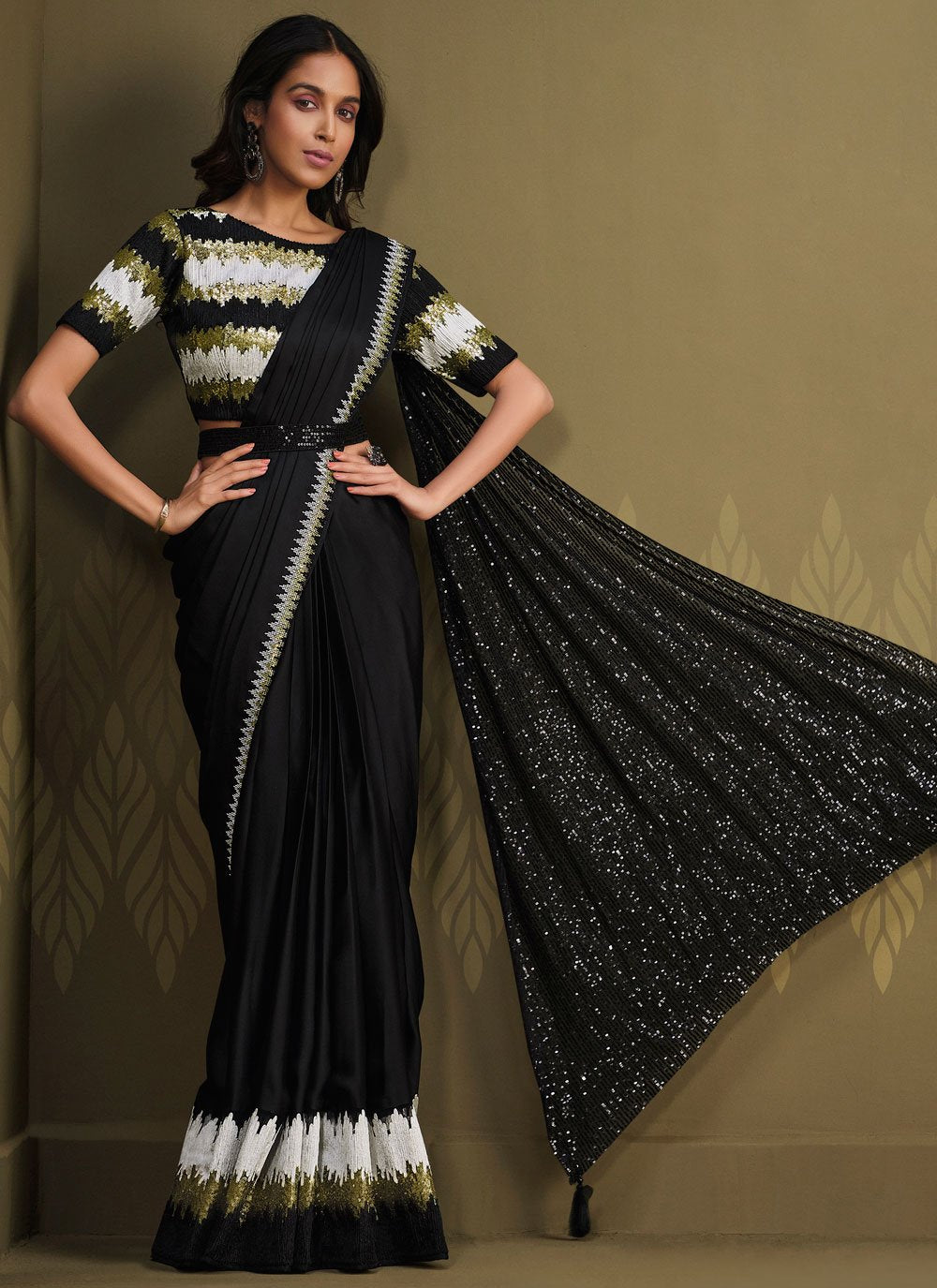 Trendy Saree Crepe Silk Black Embroidered Saree