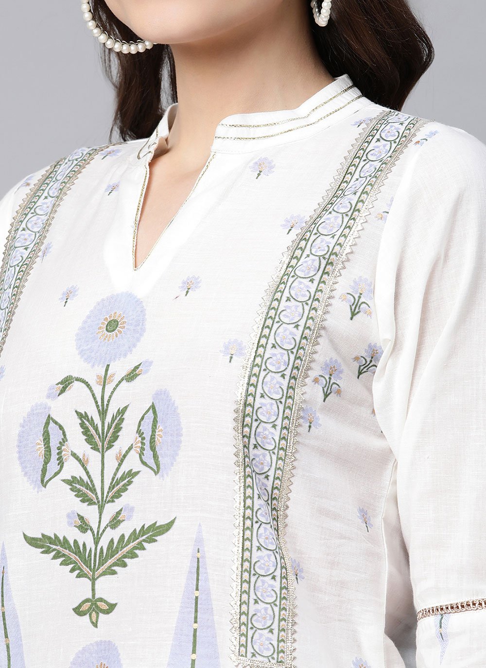 Salwar Suit Crepe Silk White Digital Print Salwar Kameez