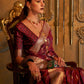Trendy Saree Handloom Silk Satin Crimson Weaving Saree