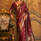Trendy Saree Handloom Silk Satin Crimson Weaving Saree