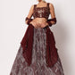 A Line Lehenga Art Silk Crush Maroon Embroidered Lehenga Choli