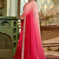 Trendy Saree Chinon Crush Hot Pink Pink Embroidered Saree