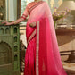 Trendy Saree Chinon Crush Hot Pink Pink Embroidered Saree