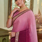 Classic Chinon Crush Pink Purple Embroidered Saree