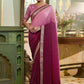 Classic Chinon Crush Pink Purple Embroidered Saree