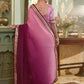 Classic Chinon Crush Pink Purple Embroidered Saree