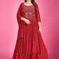 Gown Chinon Silk Red Cut Dana Gown