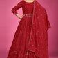 Gown Chinon Silk Red Cut Dana Gown