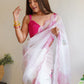 Trendy Saree Organza White Cut Work Saree