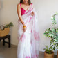 Trendy Saree Organza White Cut Work Saree