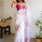 Trendy Saree Organza White Cut Work Saree