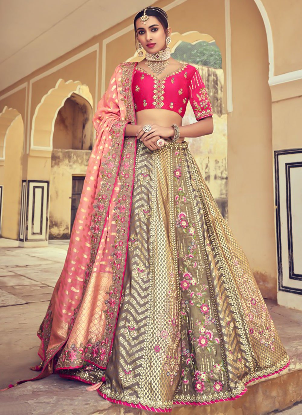 A Line Lehenga Silk Multi Colour Beads Lehenga Choli